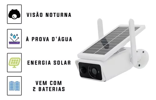 Câmera de Segurança p/ Exterior Recarregável com Luz Solar Wi-Fi FullHD Resistente a Água