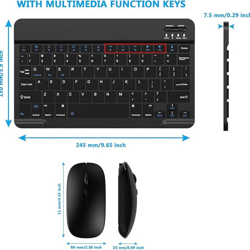 Conjunto de Teclado + Mouse Sem Fio Bluetooth