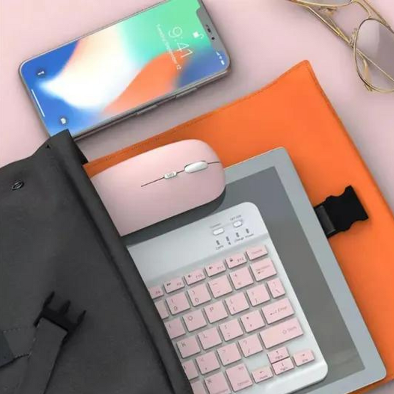 Conjunto de Teclado + Mouse Sem Fio Bluetooth Para Notebook e Tablet