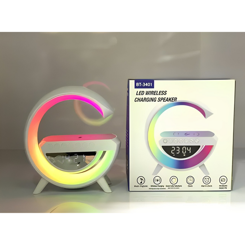 G Speaker Luminária com Relógio e Carregador Indução BM-F946