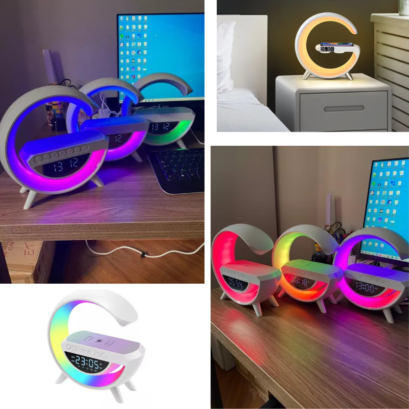 G Speaker Luminária com Relógio e Carregador Indução BM-F946