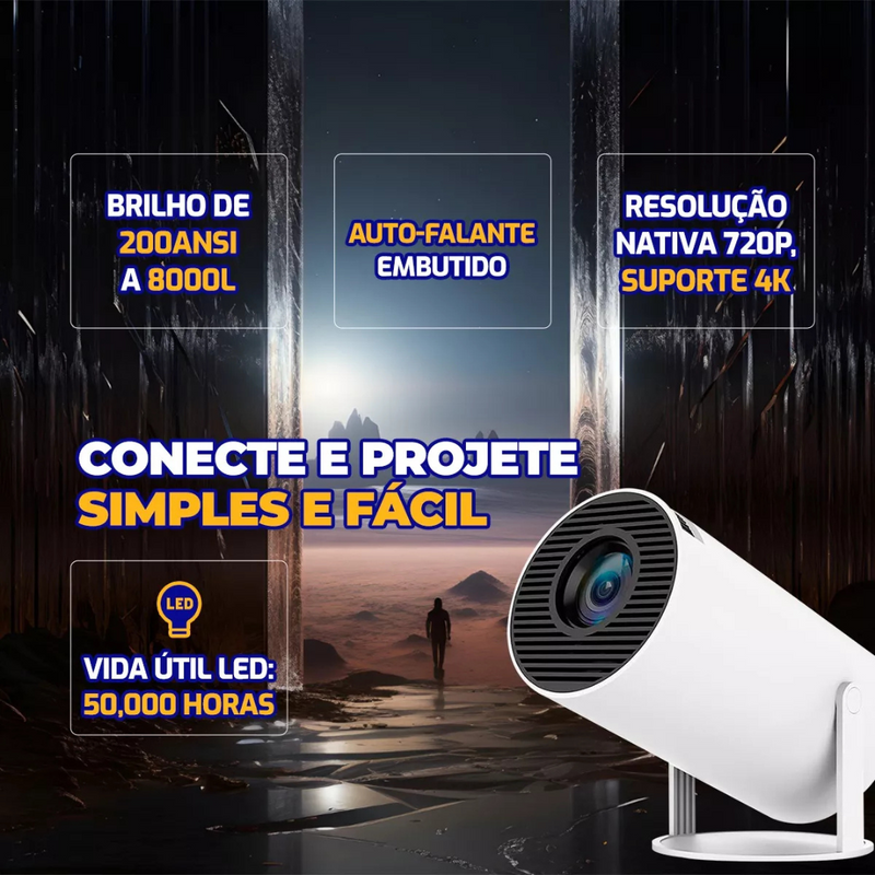 Mini Projetor Portatil Wi-Fi Bluetooth HD-4K Bivolt Cinema em Casa - BM-F1012