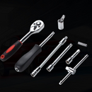 Jogo de Ferramentas com 46 Peças Soquete Aço c/ Maleta uso Automotível e Doméstico - Vermelha