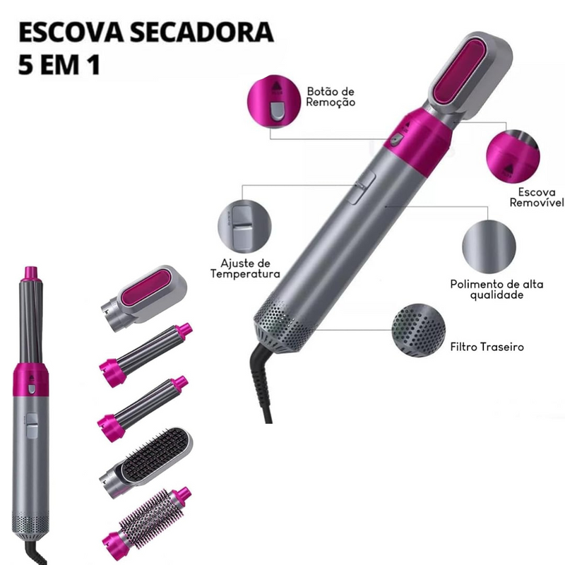 Escova Secador de Cabelo 5 em 1 Multifuncional 110v