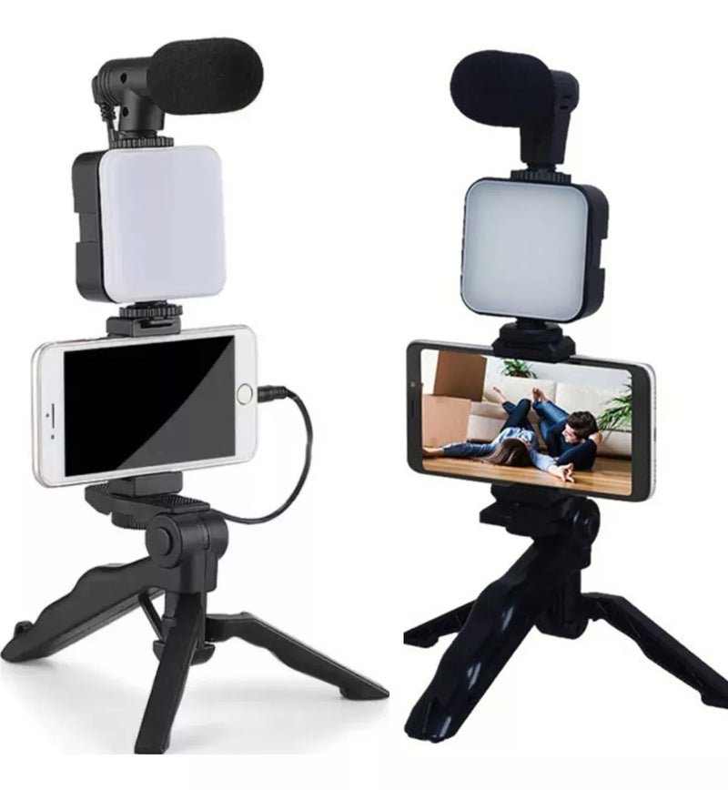 Suporte Tripé com Luz LED e Bastão de Selfie – Kit de Gravação BM-244