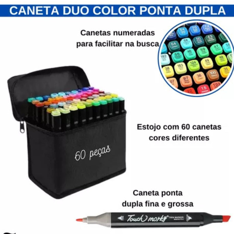 Kit Livro Colorir LIL. STI. (Rosa) + 60 Canetas