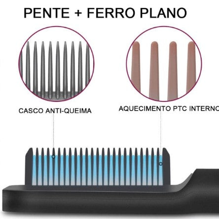 Escova Alisadora Elétrica Bivolt - Branco