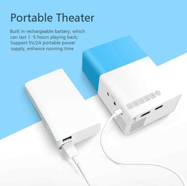 Mini Projetor Portátil Led 1080p com saida HDMI Bivolt - 600 Lumens