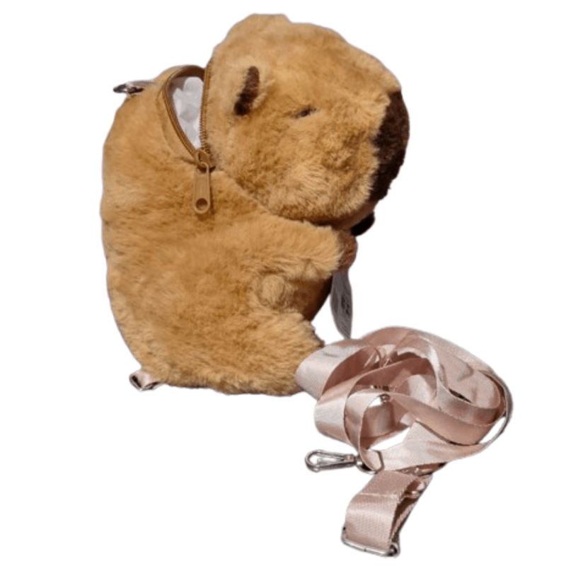Mochila De Pelúcia Pequena- Estilo Capivara Com Zíper