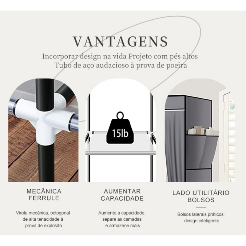 Guarda-Roupa Organizador Dobrável e Portátil Compacto - Azul