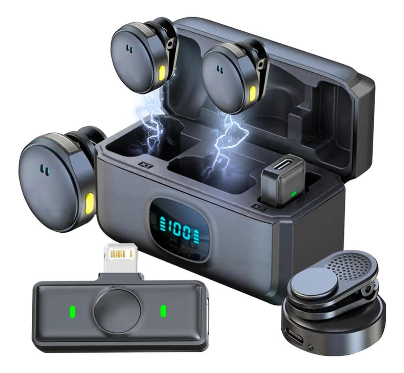 Microfone Lapela Duplo Sem Fio Magnético Anti Ruído - ON-2912