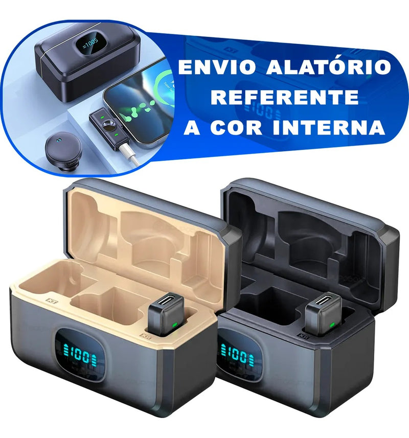 Microfone Lapela Duplo Sem Fio Magnético Anti Ruído - ON-2912