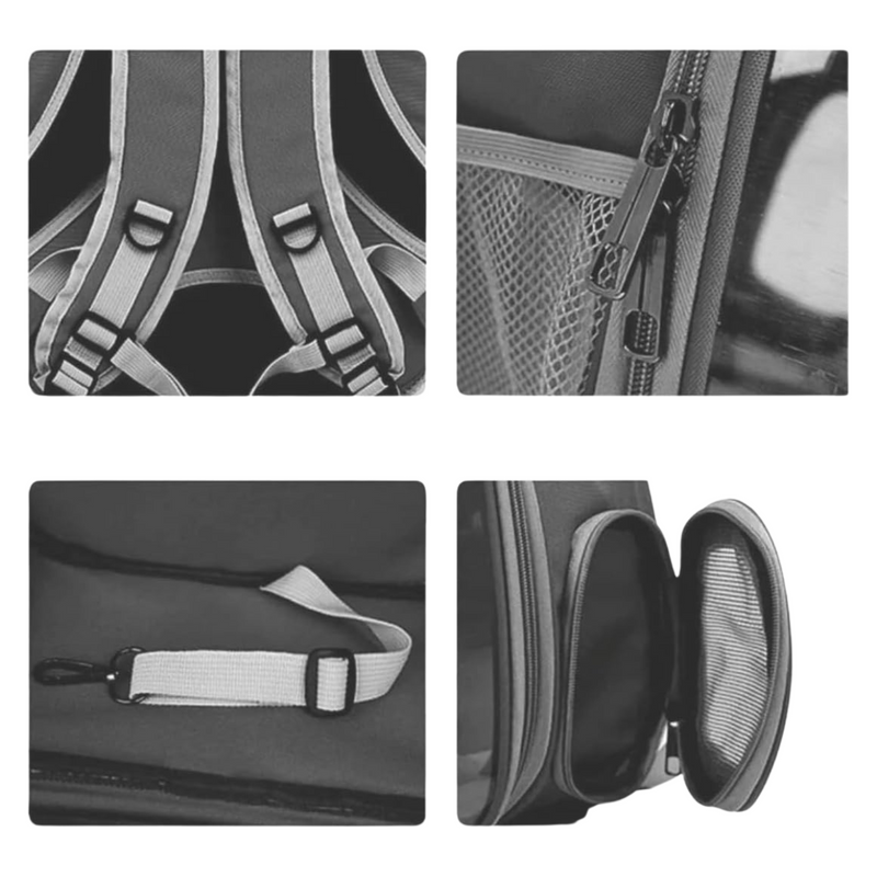 Mochila Pet Transporte para Cães e Gatos Visão Ampla com Entrada de Ar - Preto