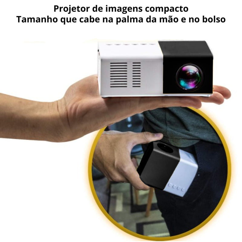 Mini Projetor Portátil Led 1080p com saida HDMI - 600 Lumens