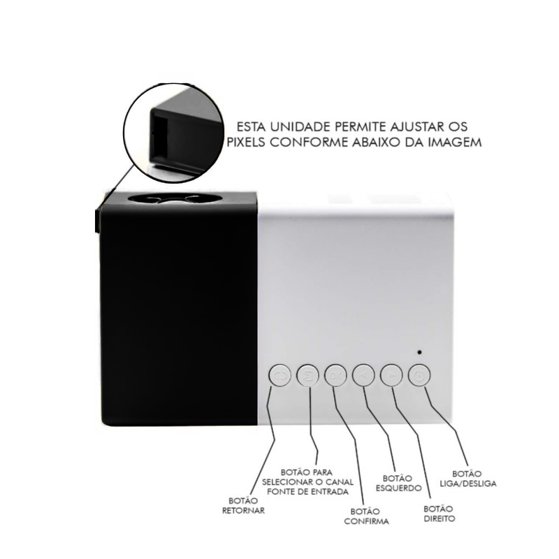 Mini Projetor Portátil Led 1080p com saida HDMI - 600 Lumens