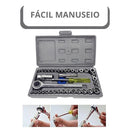 Jogo de Ferramentas 40 Peças com Maleta – Soquetes para Uso Automotível e Doméstico – Cinza