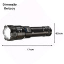 Lanterna Recarregável USB-C Tática T9, 1200 Lumens e Zoom Ajustável - LAN-7059