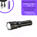 Lanterna Recarregável USB-C Tática T9, 1200 Lumens e Zoom Ajustável - LAN-7059