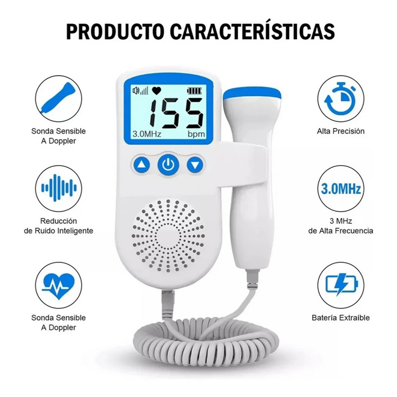 Doppler Monitor Portátil de Batimento Cardíaco - Azul
