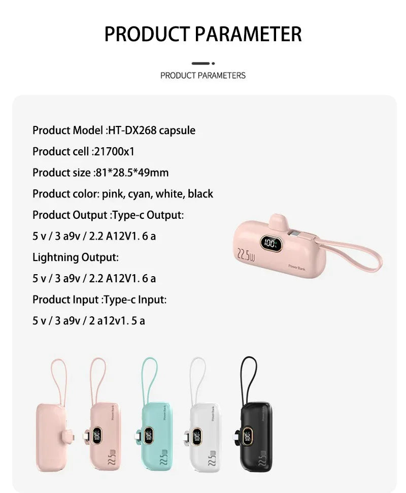 Xiaomi Mini Carregador Portátil Portátil de 30000 mAh, carregamento rápido e prático, adequado para iPhone 16, 15 e 14, bateria externa Samsung