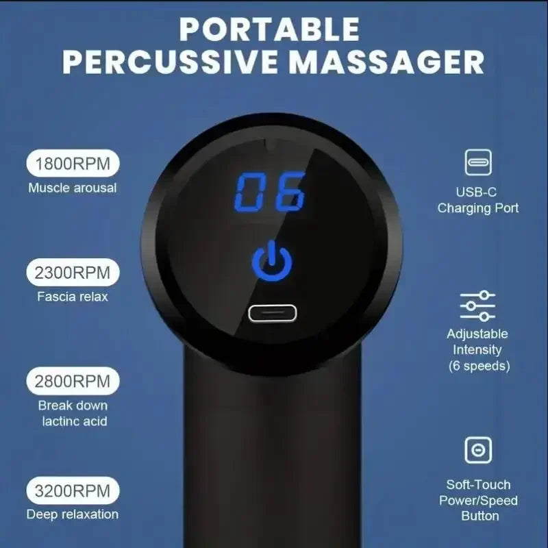 Pistola de Massagem Muscular Portátil – Mini, Leve e Potente | Alívio Profundo com Velocidade Ajustável