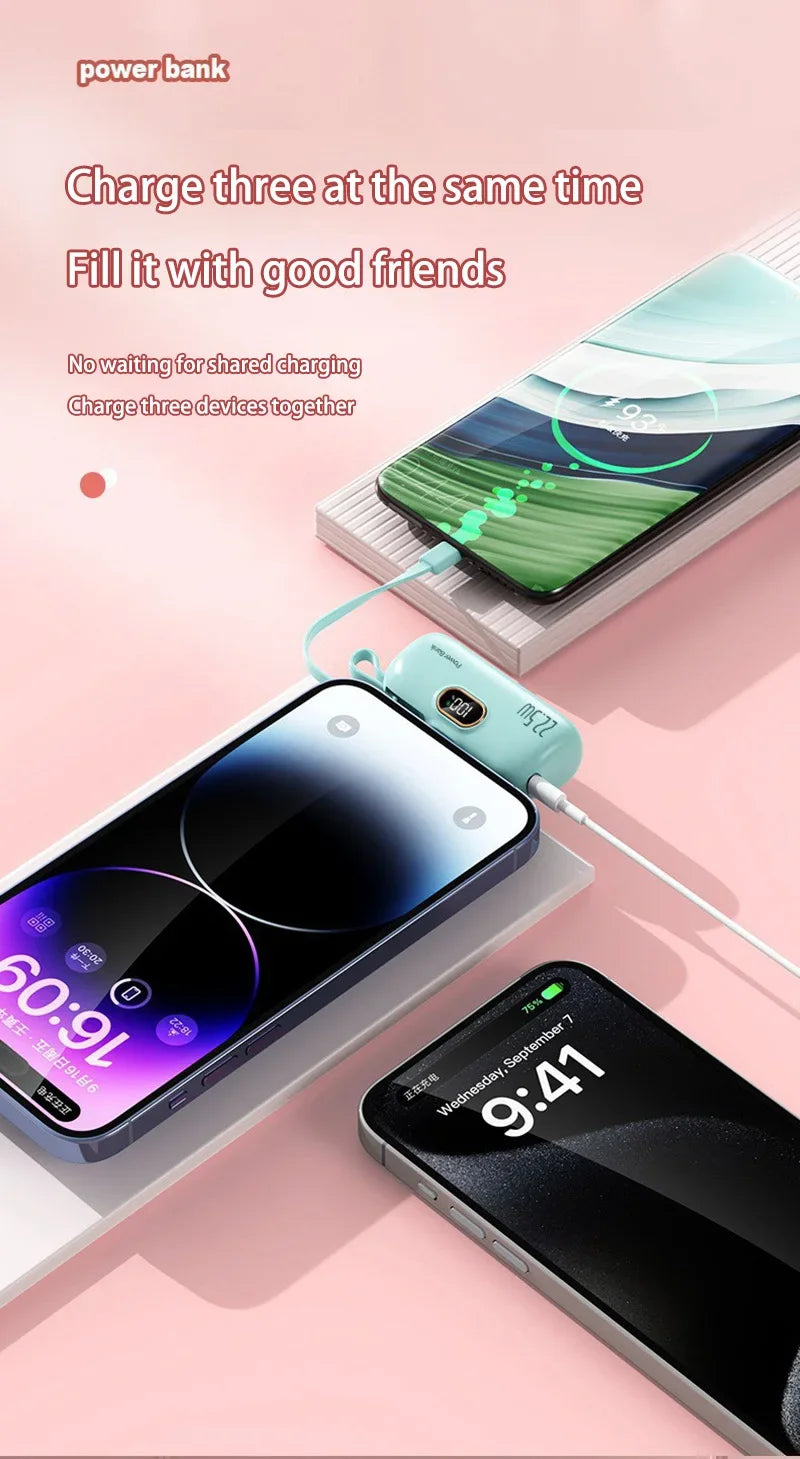 Xiaomi Mini Carregador Portátil Portátil de 30000 mAh, carregamento rápido e prático, adequado para iPhone 16, 15 e 14, bateria externa Samsung
