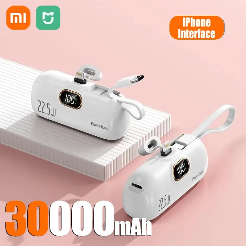 Xiaomi Mini Carregador Portátil Portátil de 30000 mAh, carregamento rápido e prático, adequado para iPhone 16, 15 e 14, bateria externa Samsung