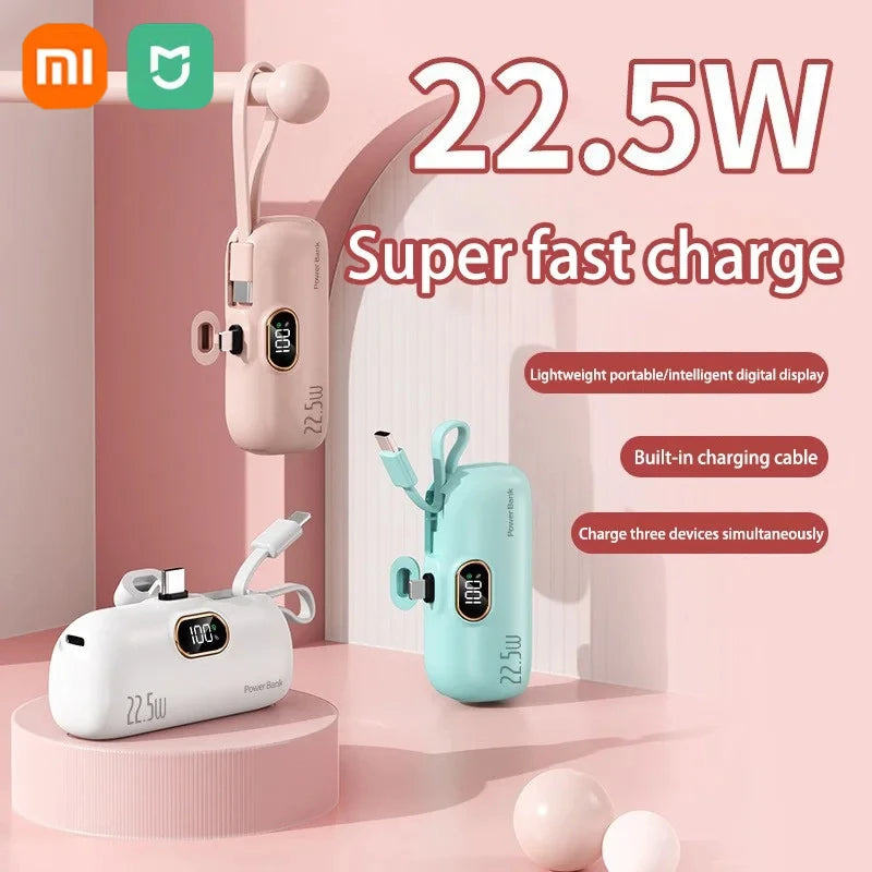 Xiaomi Mini Carregador Portátil Portátil de 30000 mAh, carregamento rápido e prático, adequado para iPhone 16, 15 e 14, bateria externa Samsung