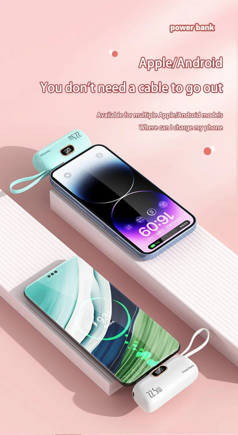 Xiaomi Mini Carregador Portátil Portátil de 30000 mAh, carregamento rápido e prático, adequado para iPhone 16, 15 e 14, bateria externa Samsung