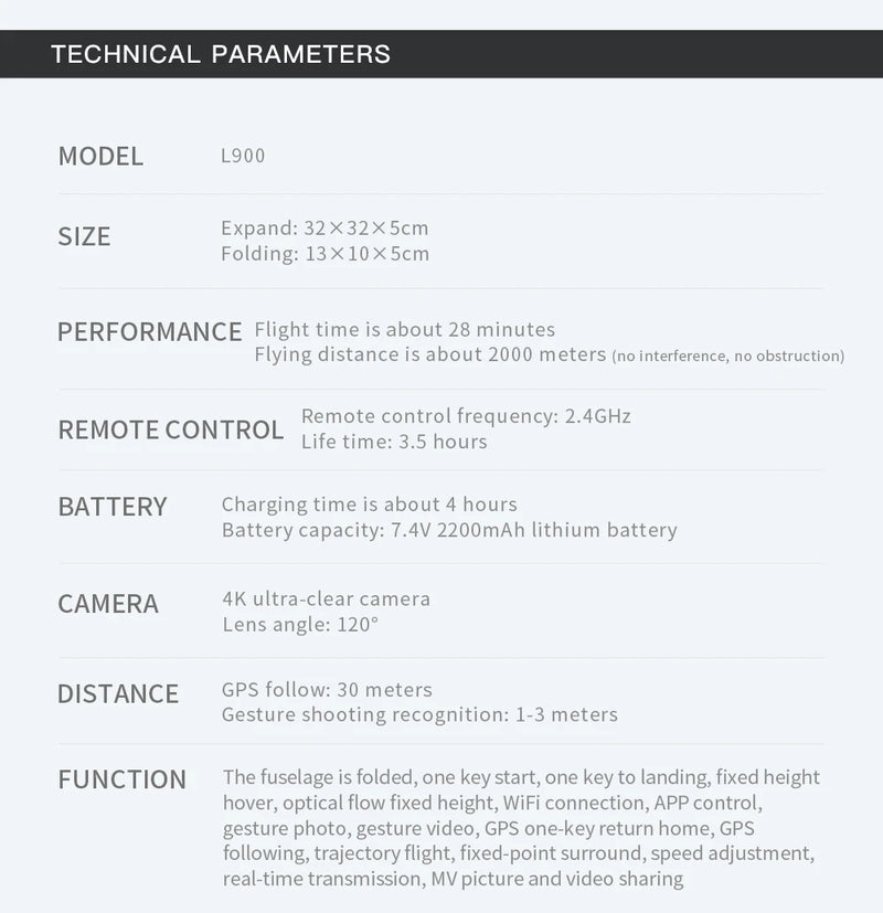 Drone L900 PRO 4K com GPS e Brushless – Estabilidade Profissional