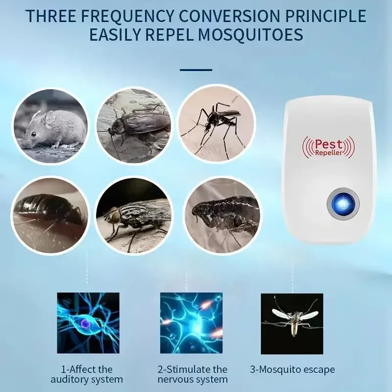 Repelente ultrassônico de pragas plug-in - Controle eficaz de insetos internos para mosquitos, ratos, aranhas, formigas e baratas - Child-Saf