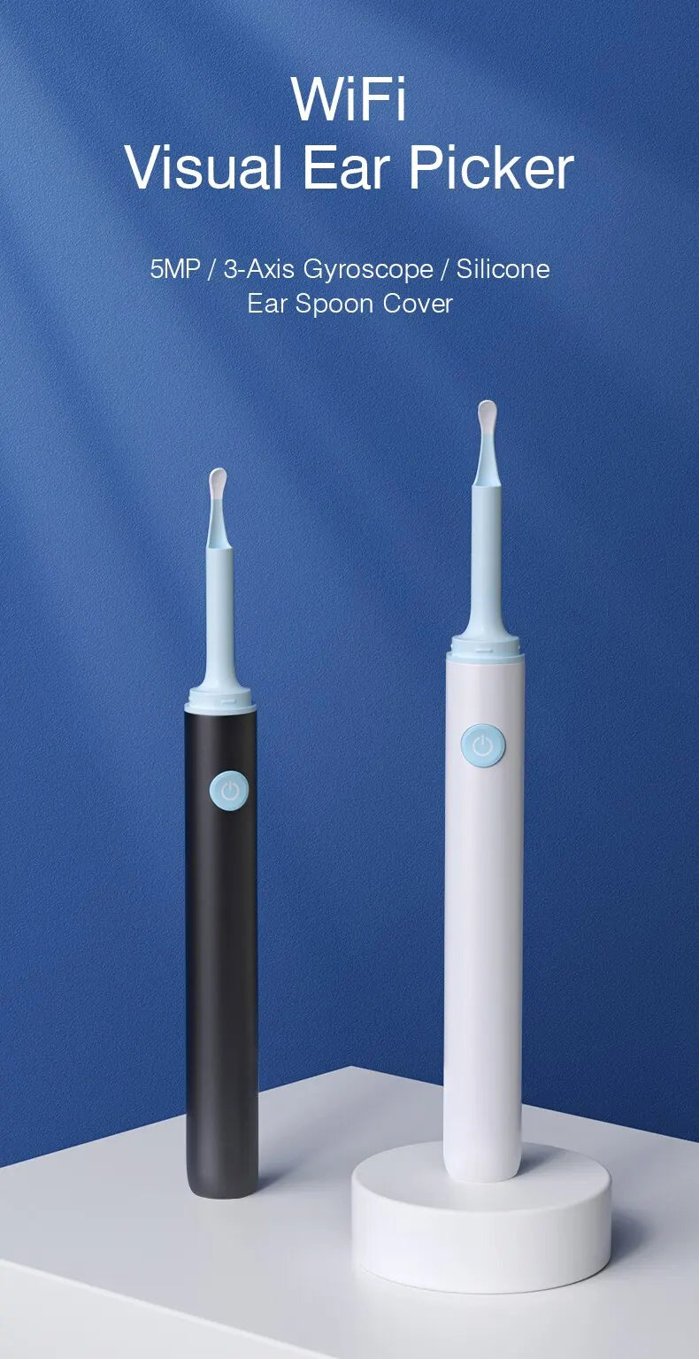 Endoscópio Visual Sem Fio TONGWODE – Removedor de Cera com Colher de Silicone, Câmera 5MP, Otoscopia Iluminado 3,9mm, Bateria 240mAh
