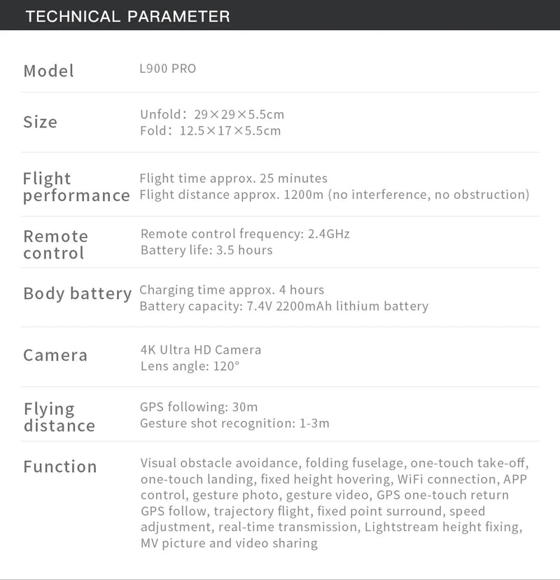 Drone L900 PRO 4K com GPS e Brushless – Estabilidade Profissional