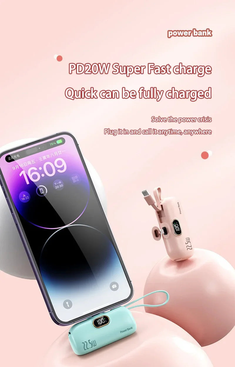 Xiaomi Mini Carregador Portátil Portátil de 30000 mAh, carregamento rápido e prático, adequado para iPhone 16, 15 e 14, bateria externa Samsung