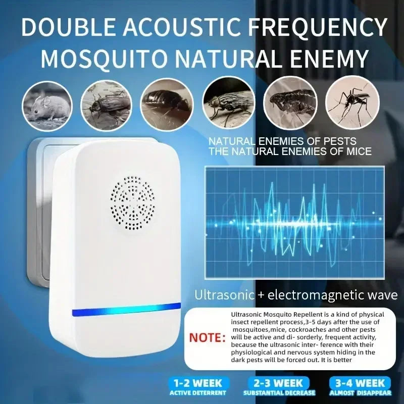 Repelente ultrassônico de pragas plug-in - Controle eficaz de insetos internos para mosquitos, ratos, aranhas, formigas e baratas - Child-Saf