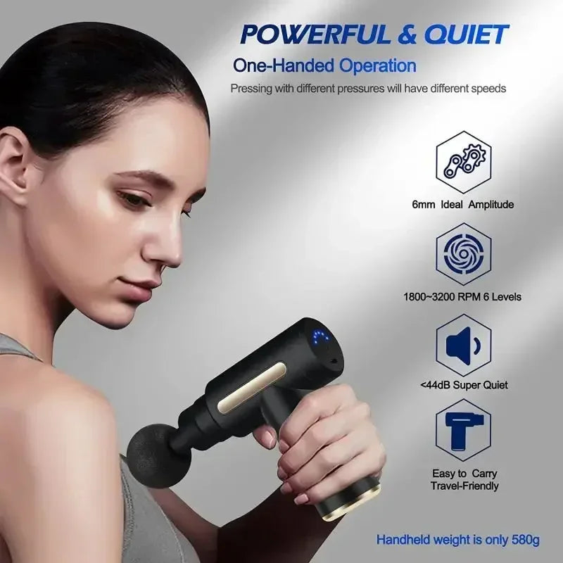 Pistola de Massagem Muscular Portátil – Mini, Leve e Potente | Alívio Profundo com Velocidade Ajustável
