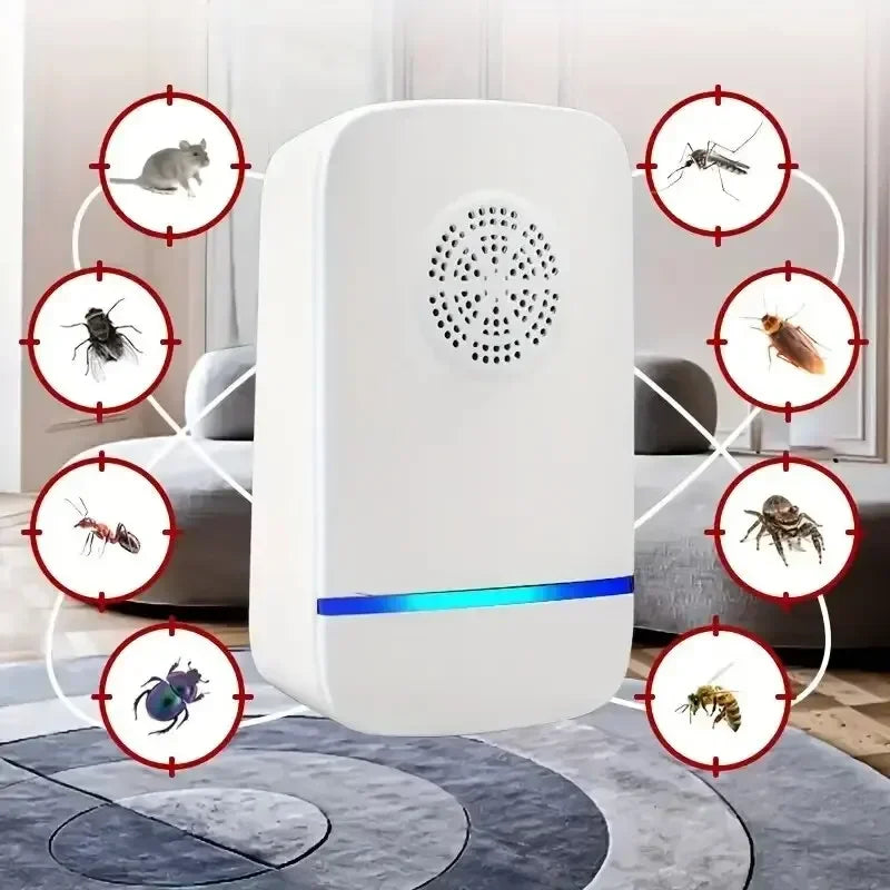 Repelente ultrassônico de pragas plug-in - Controle eficaz de insetos internos para mosquitos, ratos, aranhas, formigas e baratas - Child-Saf