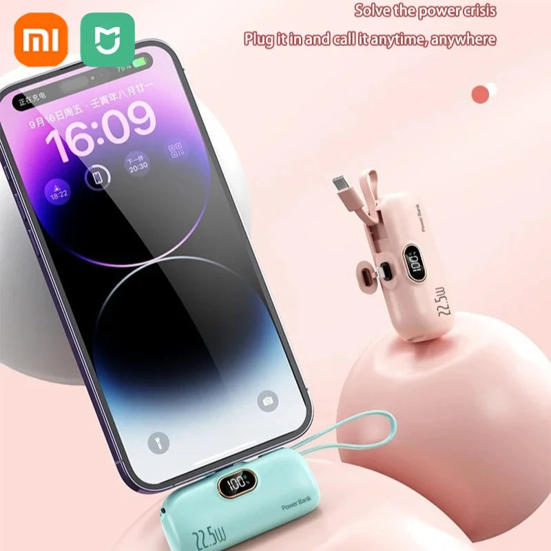 Xiaomi Mini Carregador Portátil Portátil de 30000 mAh, carregamento rápido e prático, adequado para iPhone 16, 15 e 14, bateria externa Samsung