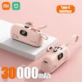 Xiaomi Mini Carregador Portátil Portátil de 30000 mAh, carregamento rápido e prático, adequado para iPhone 16, 15 e 14, bateria externa Samsung