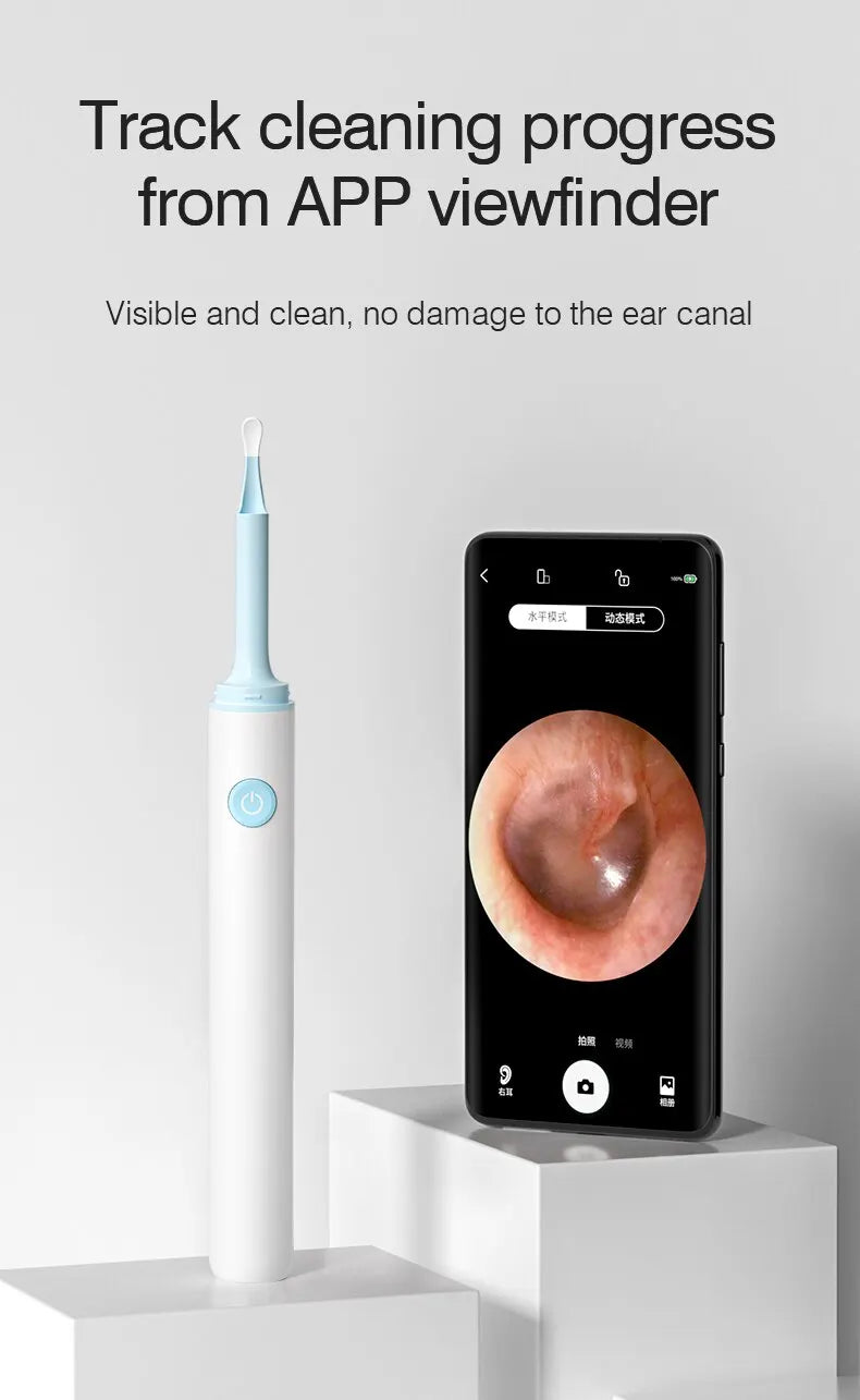 Endoscópio Visual Sem Fio TONGWODE – Removedor de Cera com Colher de Silicone, Câmera 5MP, Otoscopia Iluminado 3,9mm, Bateria 240mAh