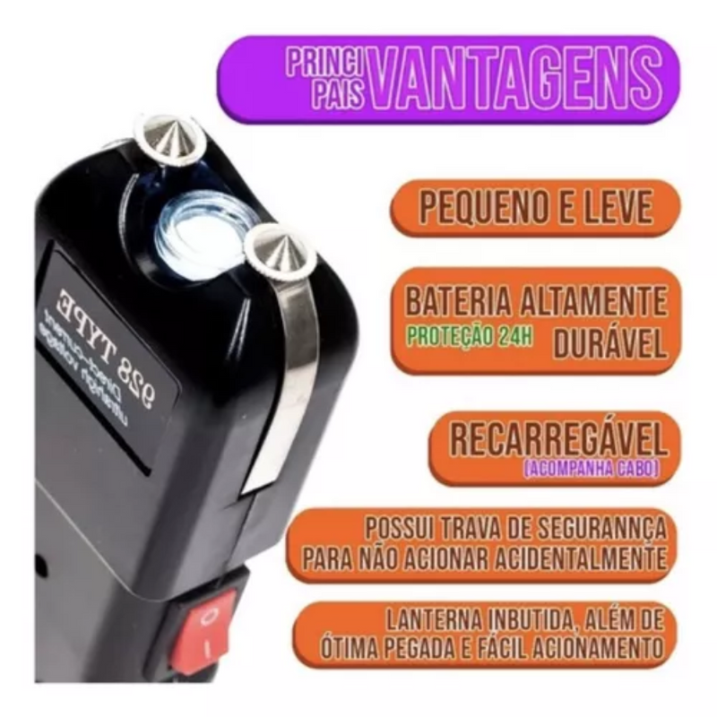 Lanterna de Choque Teaser portátil e recarregável