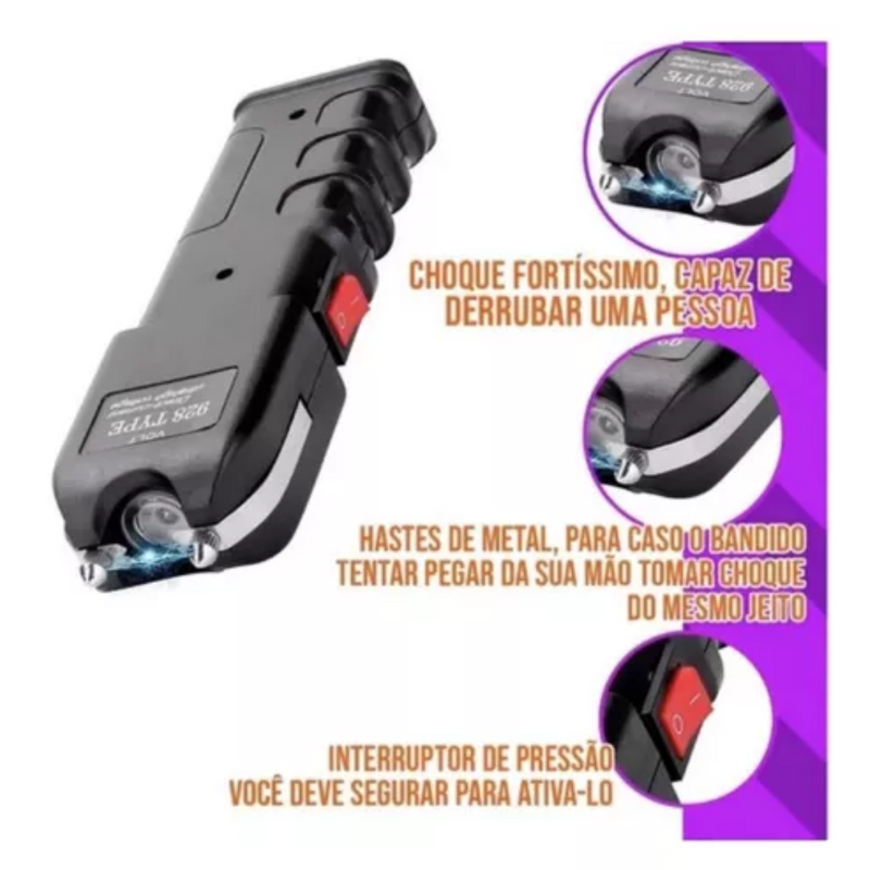 Lanterna de Choque Teaser portátil e recarregável