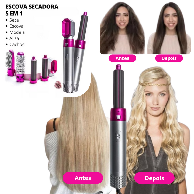 Escova Secador de Cabelo 5 em 1 Multifuncional 110v
