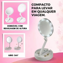 Espelho de Mesa LED Maquiagem Dobrável - Branco