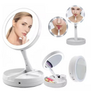 Espelho de Mesa LED Maquiagem Dobrável - Branco